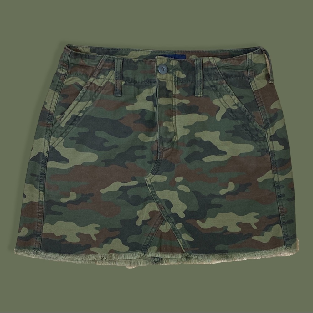 American Eagle Camo Fringe Mini Skirt